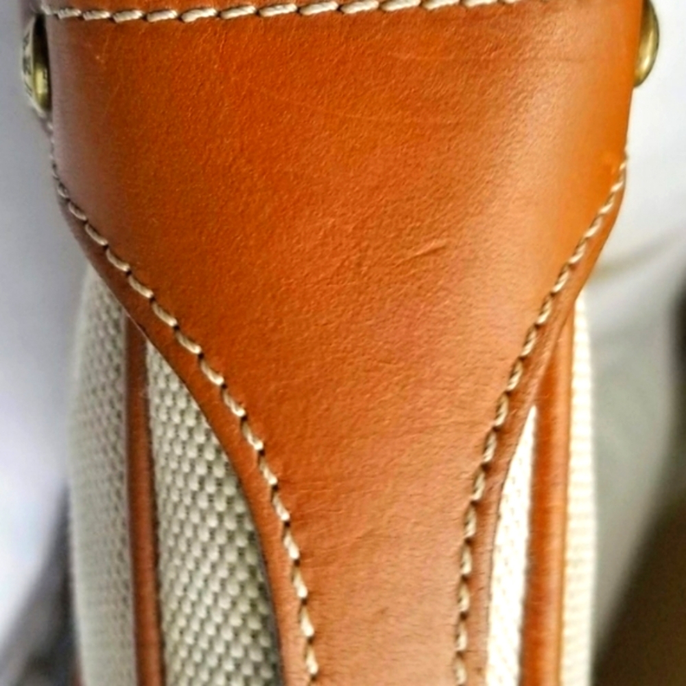 Burberry RARE Horse Bit Cream Canvas & Leather Top Handle Vintage Shoulder Bag - Picture 5 of 14